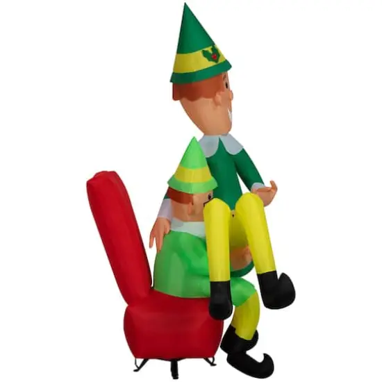 7ft. Airblown® Inflatable Christmas Buddy the Elf on Papa Elf's Lap {4}
