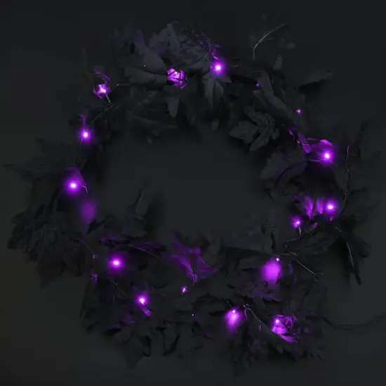 20ct. Purple LED Black Leaf Garland String Lights by Ashland® {3}