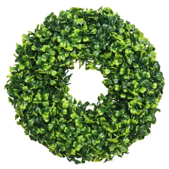 10" Green Mini Button Leaf Wreath {1}