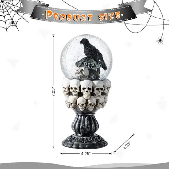 Glitzhome&reg; 100mm 7.25"H Halloween Resin Stacked Skull Waterglobe {9}