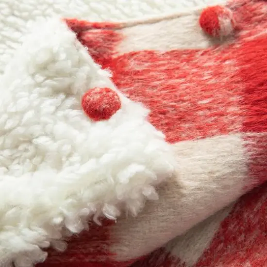 Glitzhome&reg; 4ft. Red & White Plaid Reversible Sherpa & Flannel Christmas Tree Skirt {6}