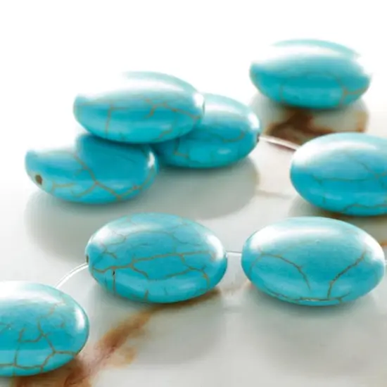 Turquoise Dyed Howlite Lentil Beads, 20mm by Bead Landing&trade; {3}