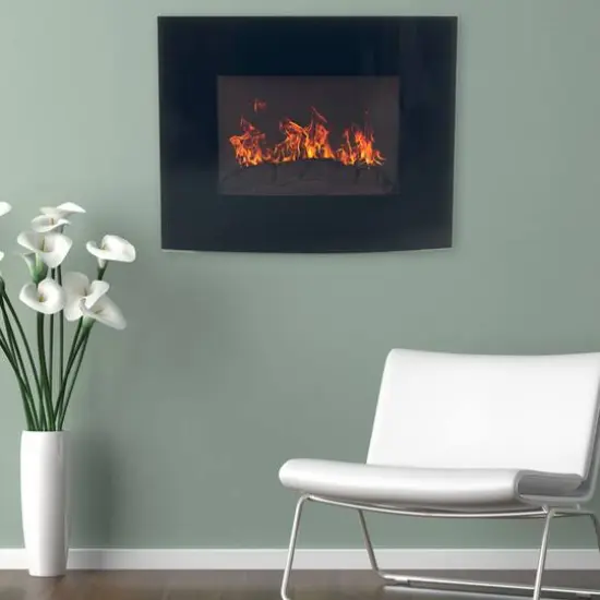 Hastings Home 25.5" Black Curved Electric Fireplace {3}