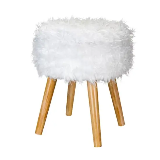 Organize It All White Faux Fur Storage Ottoman {1}