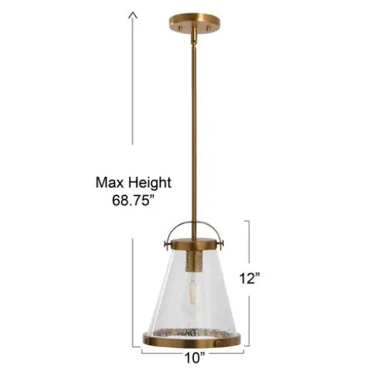 Hello Honey® Robert Stevenson Lighting Wesley Metal & Seedy Glass Ceiling Light Brushed Gold {6}