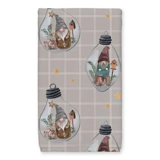 Welcome to our Cabin Gray and White Check Gnome Globe Pattern Tea Towel - Set of 2 {4}