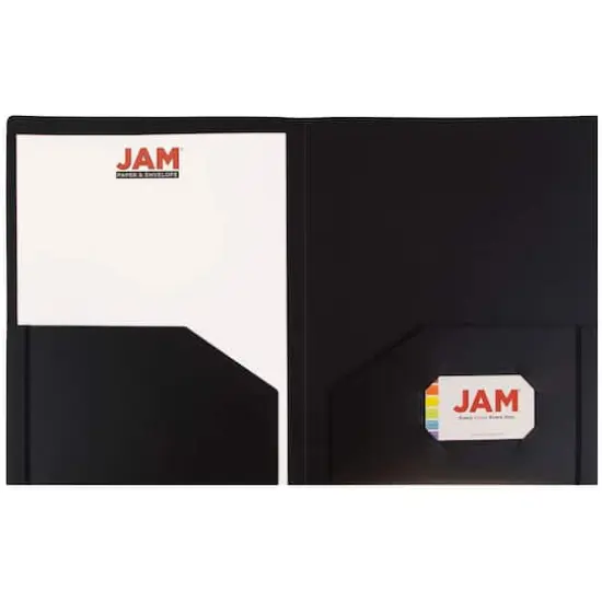 JAM Paper Heavy Duty Plastic 2-Pocket Folders, 6ct. Black {5}