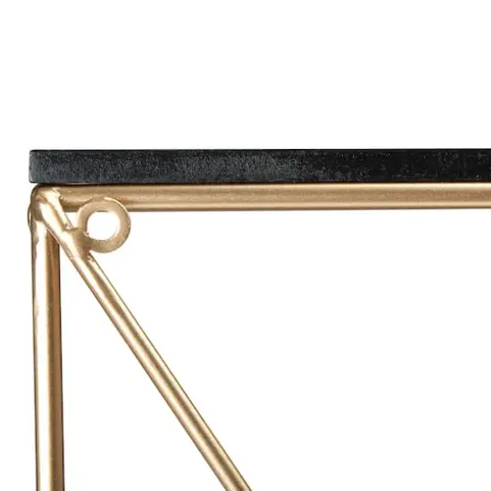 Hello Honey&reg; 24" Wood & Gold Rectangle Wall Shelf Black/Gold {7}