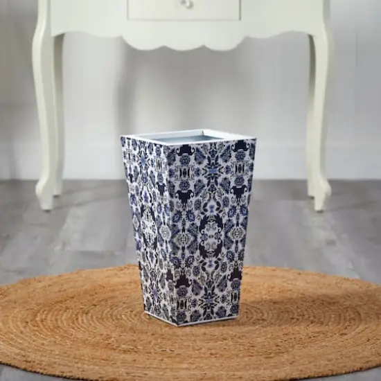 18" Oriental Blue and White Classic Metal Planter {4}