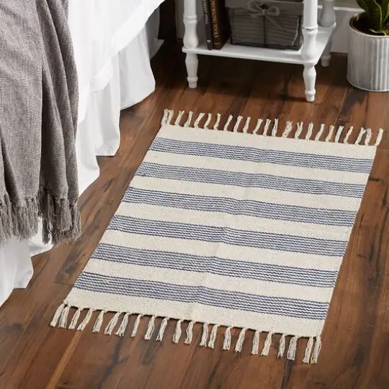 DII&reg; French Blue Ticking Stripe Hand-Loomed Rug, 2ft. x 3ft. {8}