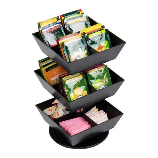 Mind Reader Anchor Collection 3-Tier 12-Compartment Black Tea and Condiment Carousel {6}
