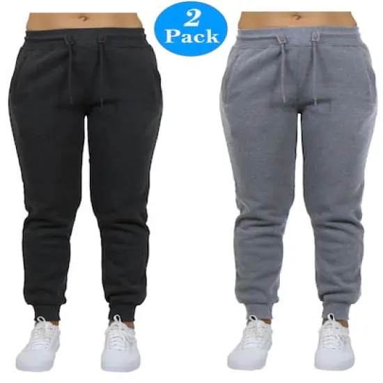 Galaxy by Harvic Women&rsquo;s Slim Fit Heavyweight Fleece-Lined Joggers 2 Pack Charcoal/Heather Gray {1}