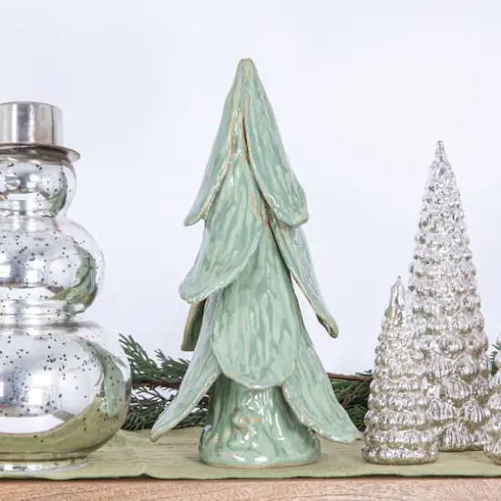 Hello Honey® 11" Mint Reactive Glaze Finish Handmade Stoneware Tree {3}