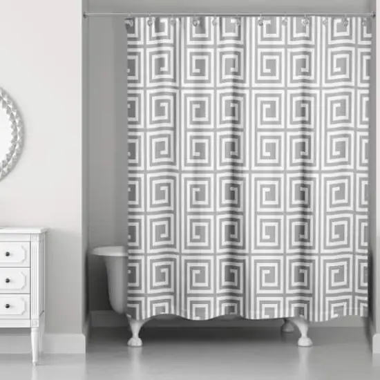 Square Maze Shower Curtain Gray {1}