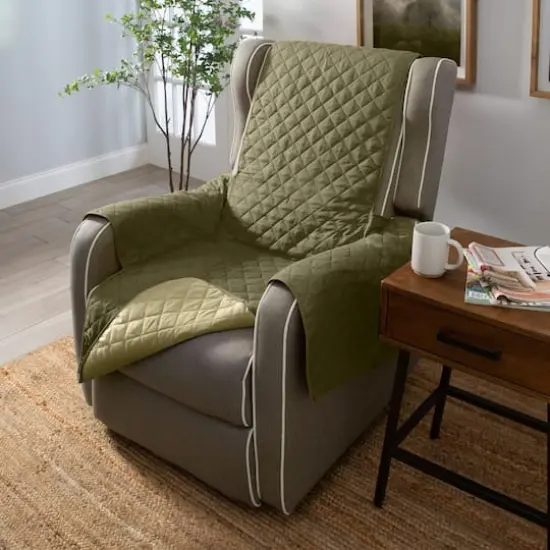 Home Details Reversible Quilted Furniture Chair Recliner Seat Protector Sage/Olive {6}