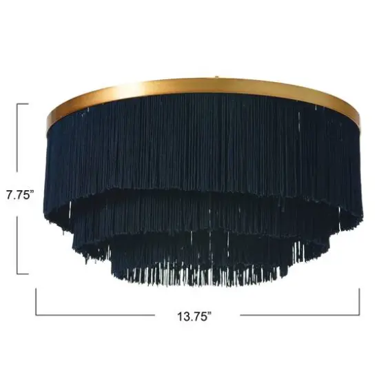 Hello Honey® 13.75" Round Flush Mount Fringe Light Fixture Navy {4}