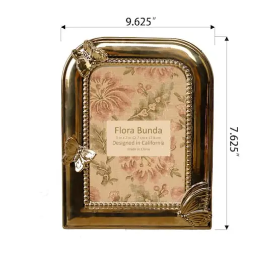 Flora Bunda&reg; 5" x 7" Gold Butterfly Ceramic Frame {3}