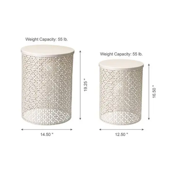 Glitzhome&reg; Multi-Functional Metal Accent Table Set Cream {7}