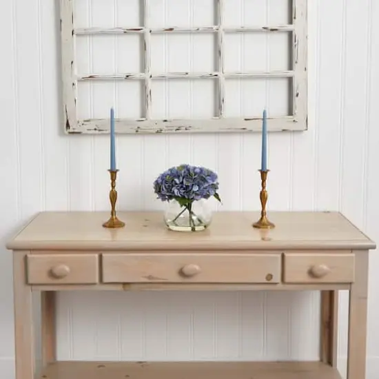 9" Blue Hydrangea Arrangement in Glass Vase {3}