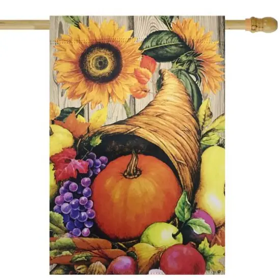 40" Cornucopia & Flowers Autumn Harvest Garden Flag {3}