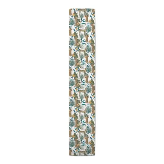 90" Tropical Cheetah Cotton Twill Runner White {4}