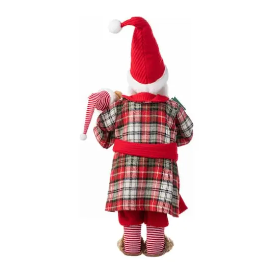 Glitzhome&reg; 18"H Faux Fur Christmas Bathrobe Santa Figurine with Porcelain Face {8}