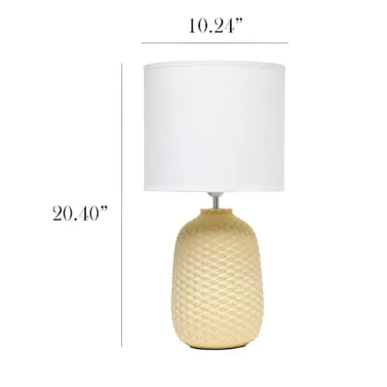 Simple Designs 20" Ceramic Purled Texture Table Lamp Yellow {4}