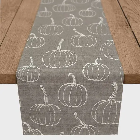 72'' Gray Pumpkin Pattern Cotton Twill Runner {1}