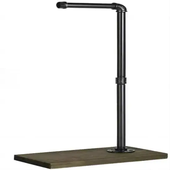 NEX&trade; 24" Brown Freestanding Iron Pipe Toilet Paper Holder with Solid Wood Base {1}