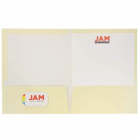 JAM Paper 9.5" x 11.5" Glossy Ivory 2 Pocket School Presentation Folders, 12ct. {4}