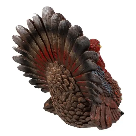 11" Brown, Red & Blue Fall Harvest Turkey Tabletop Figurine {4}