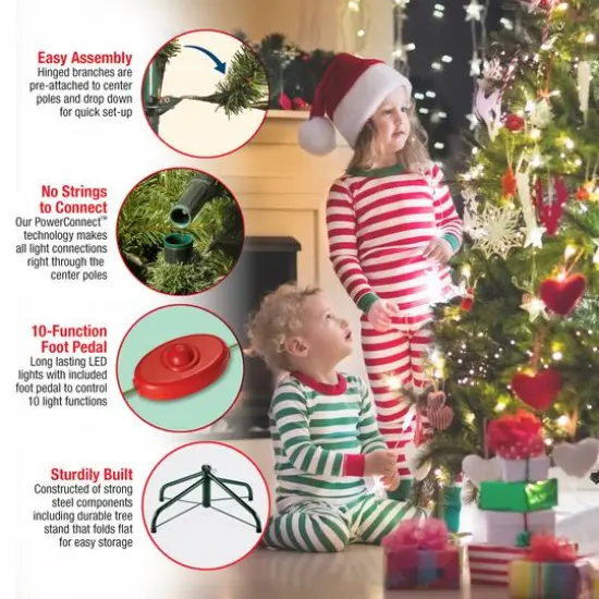 9ft. Pre-Lit PowerConnect&trade; Dunhill&reg; Fir Artificial Christmas Tree, Dual Color&reg; LED Lights {7}