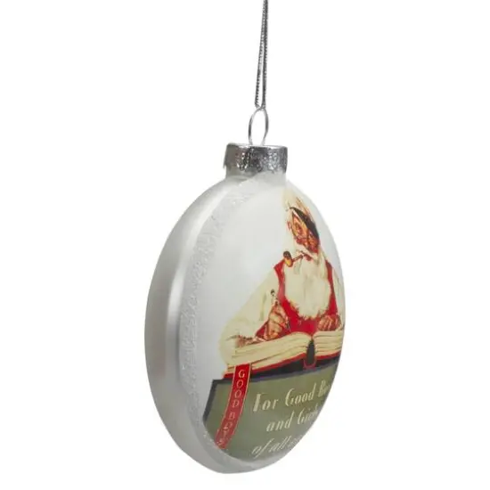 3ct. Norman Rockwell Christmas Glass Disc Ornament {6}