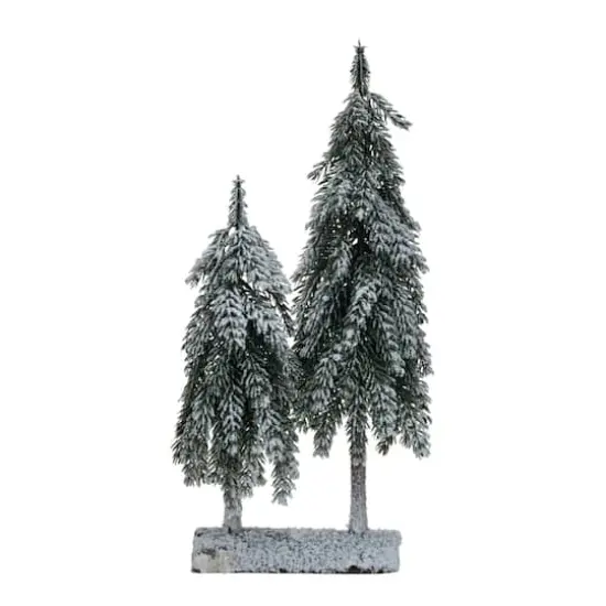 Hello Honey&reg; 23.5" Snowy Green Faux Evergreen Trees with Wood Base {1}