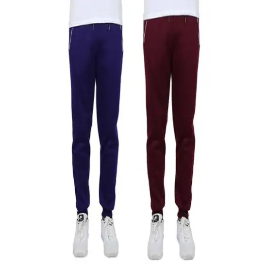 Galaxy by Harvic Men's Fleece-Lined Jogger Sweatpants With Zipper Pockets 2 Pack Navy and Burgundy {1}