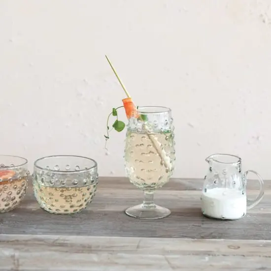 Hello Honey&reg; 12oz. Clear Glass Hobnail Stemmed Drinking Glass Set, 6ct. {4}