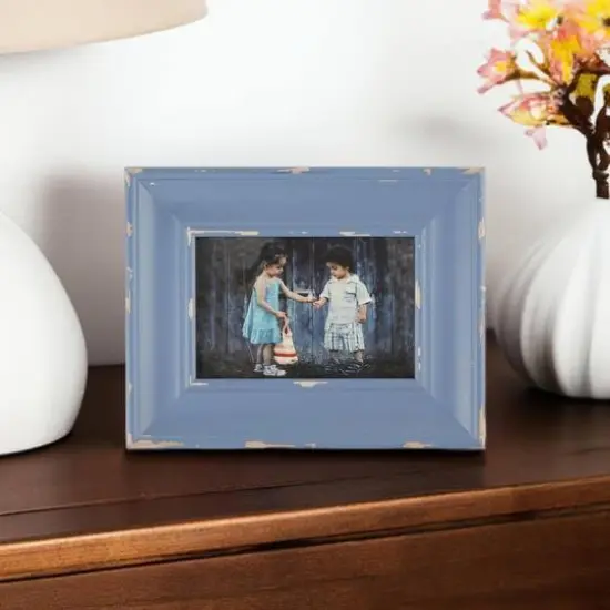 DII&reg; Antique Stonewash Blue Distressed 4" x 6" Farmhouse Picture Frame {5}