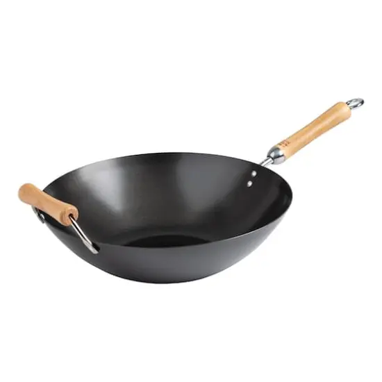 Joyce Chen 14" Carbon Steel Nonstick Wok with Birch Handles {4}