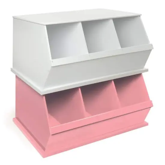 Badger Basket 3 Bin Stackable Storage Cubby White {18}