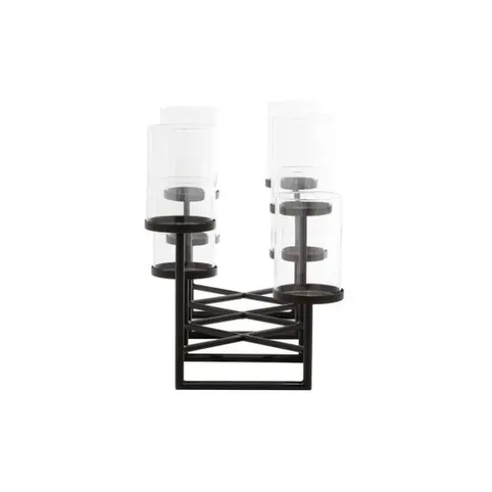 Black Metal Modern Candelabra, 15" x 26" x 12" {4}