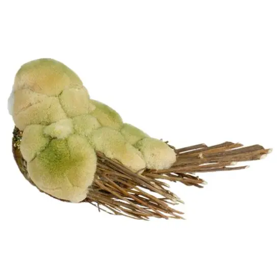 8.5" Green & Brown Autumn Harvest Tabletop Bird With Sequins {7}