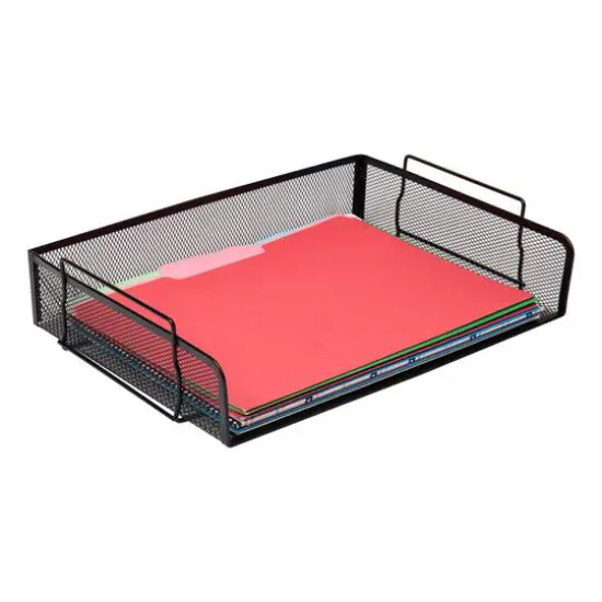 Mind Reader 4 Pack Black Stackable Metal Mesh Tray and Desk Document Organizer {8}