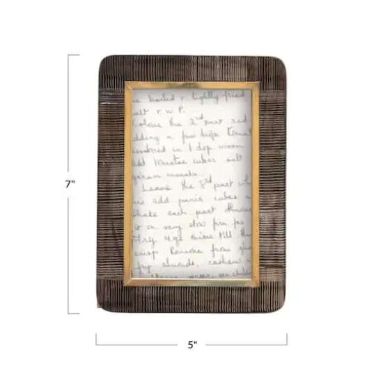 Hello Honey&reg; Black & Natural Hand-Carved Horn 5" x 7" Tabletop Frame with Brass Border {4}