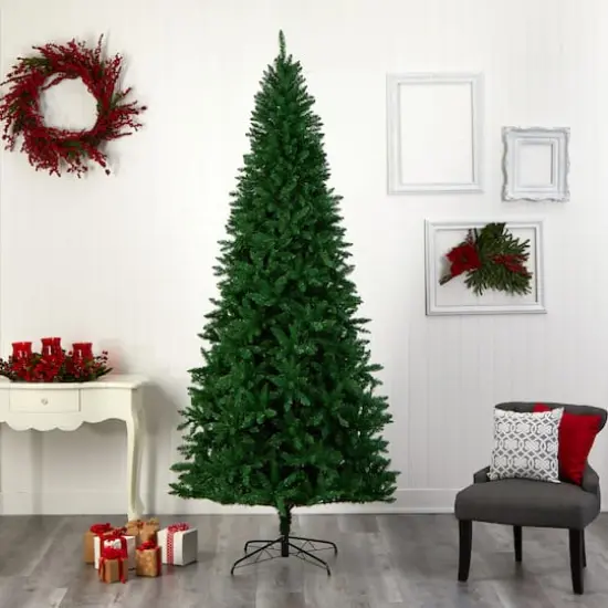 9ft. Pre-Lit Green Valley Fir Artificial Christmas Tree, Clear LED Lights {9}