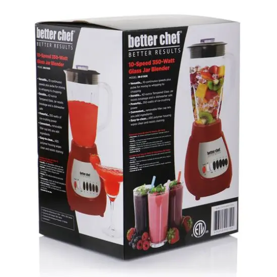 Better Chef Red 42oz. 10-Speed 350-Watt Glass Jar Blender {8}