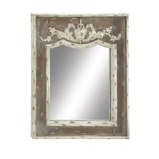 43" Brown Wood Rustic Console Mirror {3}