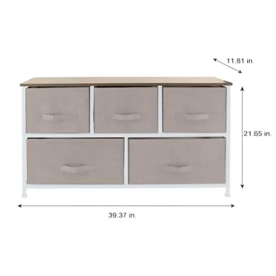 Simplify 5 Drawer Storage Dresser Beige {5}