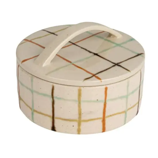 Hello Honey&reg; 5" Multicolor Mosaic Retreat Stoneware Dish with Lid {1}