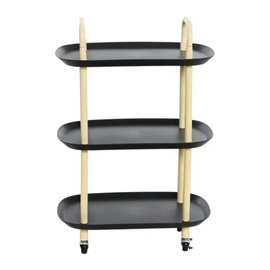 Hello Honey&reg; Main + Mesa&trade; 3-Tier Modern Plastic and Metal Trolley Black and Sand {6}
