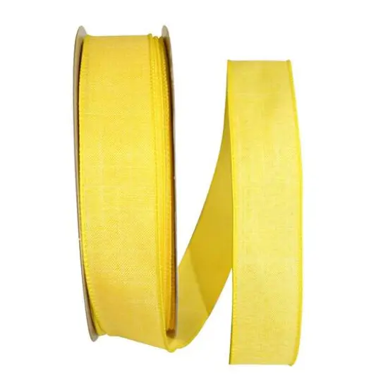 JAM Paper 1.5" x 50yd. Linen Wired Ribbon Yellow {1}